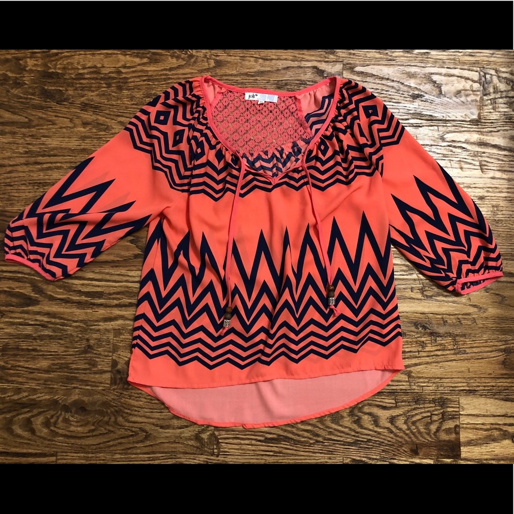 Orange and Navy Chevron Top